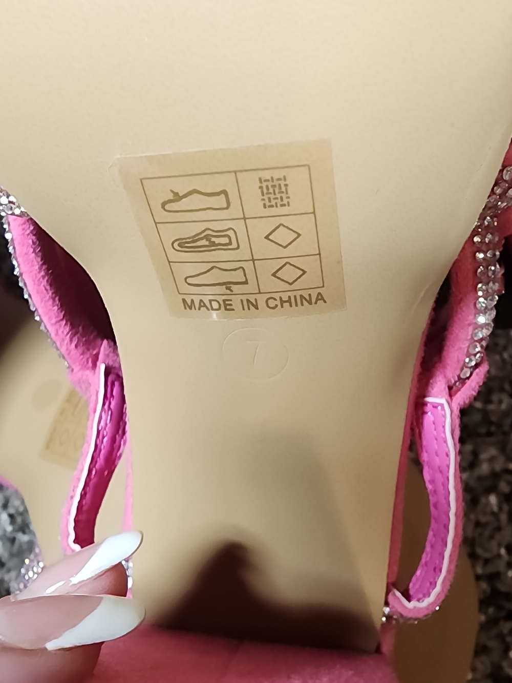 Pink Crystal Strap Block Heel Sandals - Picture 4 of 6